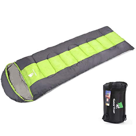 Geertop 3-Season Envelope Sleeping Bag, 5°C to 12°C, Lightweight, Attachable, For Camping, Hiking, Backpacking