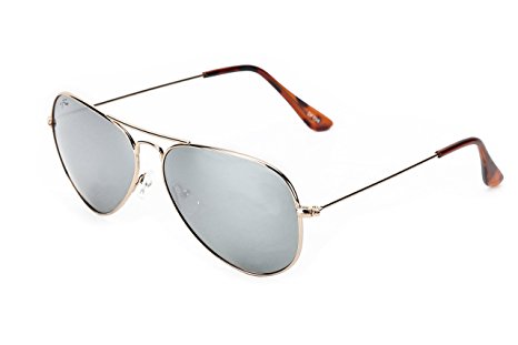 uFree Polarized Silver Mirror Aviator Sunglasses w/flash Lens UV400