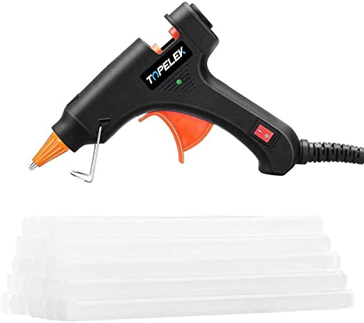 TOPELEK Hot Glue Gun, Mini Heating Hot Melt Glue Gun with 30pcs Melt Glue Sticks, Melting Glue Gun Set for School DIY Arts and Crafts Projects, Home Quick Repairs(20 Watts, Black)