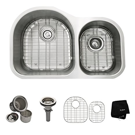 Kraus KBU26 32 inch Undermount 60/40 Double Bowl 16 gauge Stainless Steel Kitchen Sink