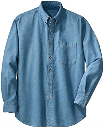 Men's Long Sleeve Denim Shirts in Sizes XS-6XL