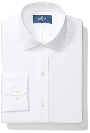 BUTTONED DOWN Men's Classic Fit Spread-Collar Solid Pinpoint Non-Iron Dress Shirt