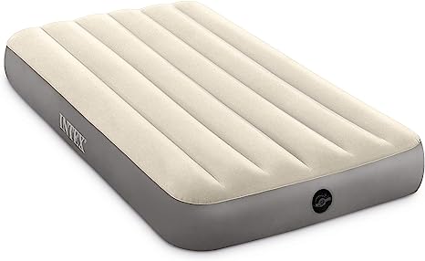 INTEX 64101E Dura-Beam Standard Single-High Air Mattress: Fiber-Tech – Twin Size – 10in Bed Height – 300lb Weight Capacity – Pump Sold Separately