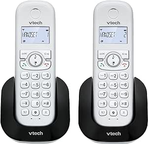 VTech CS1501 Telefono Cordless Casa Duo, Telefono fisso DECT con vivavoce e blocco chiamate, doppia ricarica, identificatore di chiamata, LCD Display retroilluminato e tastiera, modalità ECO, Bianco