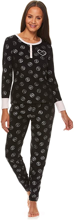 bebe Womens Fleece Cuffed Long Sleeve Shirt and Lounge Pajama Pants Sleep Set