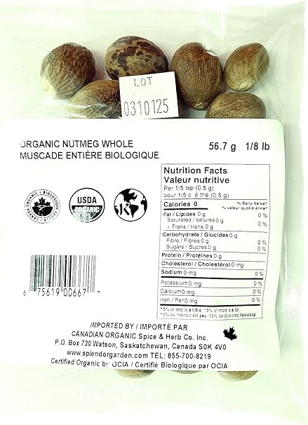 Splendor Garden Organic Nutmeg Whole - 56.7 g