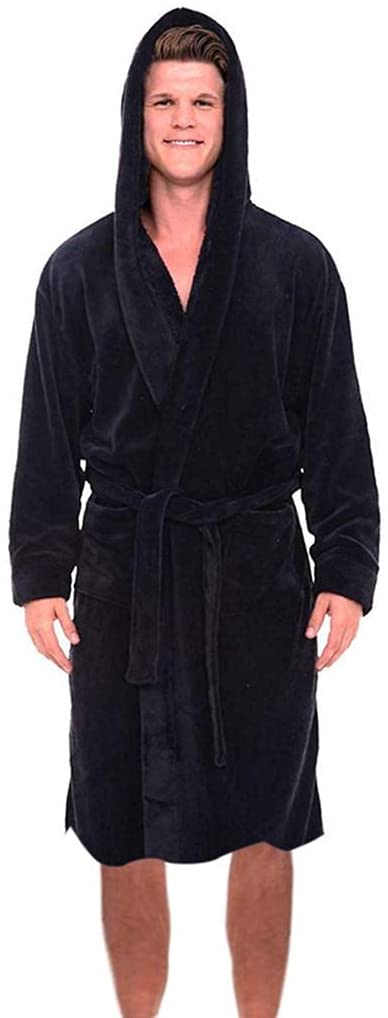 VESNIBA Dressing Gowns for Men - Super Soft Luxury Hooded Towelling Robe -Men's Warm and Cozy Fleece Nightwear Bathrobe- Gifts for Men Perfect for Gym Shower Spa Hotel Robe Holiday