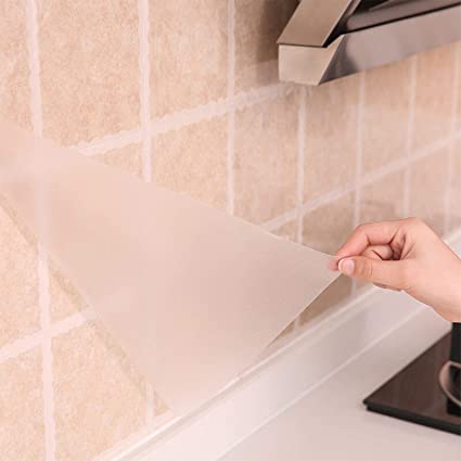 17.71In×196.7In Clear Wallpaper Transparent Kitchen Backsplash Protective Contact Paper Removable Clear Wall Protector Oil Proof Waterproof Sticker Easy to Clean
