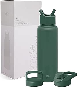 Simple Modern Water Bottle with Straw, Chug Lid and Handle | Insulated Stainless Steel Thermos for Sports Gym | Summit Collection | 40oz | Forest