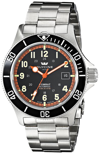 Glycine Men's 3908-19ATN-1 Combat Sub-Automatic Stainless Steel Watch with Triple-Link Bracelet