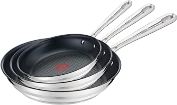 Tefal Jamie Oliver Brushed Pan Set Stainless Steel