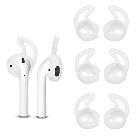 TEEMADE 6 Pieces AirPods Ear Hooks,Apple Earpods Cover Tips,Silicone Covers for Apple Earphones Headphones(White)