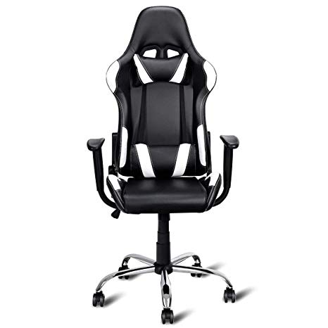 Giantex Black and White Gaming Chair Office Chair Race Computer Game Adjustable