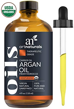 ArtNaturals USDA Organic Morrocan Argan Oil - 4 Fl Oz - for Hair, Face & Skin - 100% Pure Grade A Triple Extra Virgin Cold Pressed From The kernels of the Argan Tree - The Anti Aging, Anti Wrinkle
