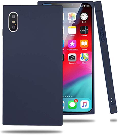 Clouds Compatible iPhone Xs Case,iPhone X Case Ultra Slim Lightweight Classic Square Design Durable Soft Rubber TPU Silicone Gel New Simple Cases for Apple iPhone Xs/X-Navy Blue