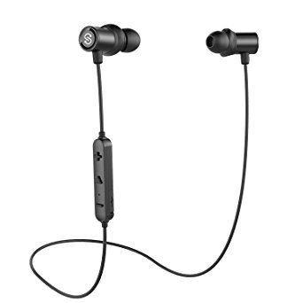 Bluetooth Earphones,Dual 4.1 Magnetic Wireless Headsets IPX 6 for Gym,Secure Fit In Ear works with iPhone, iPad, Samsung and More,Super Bass,Lightweight,8 Hours Play Time