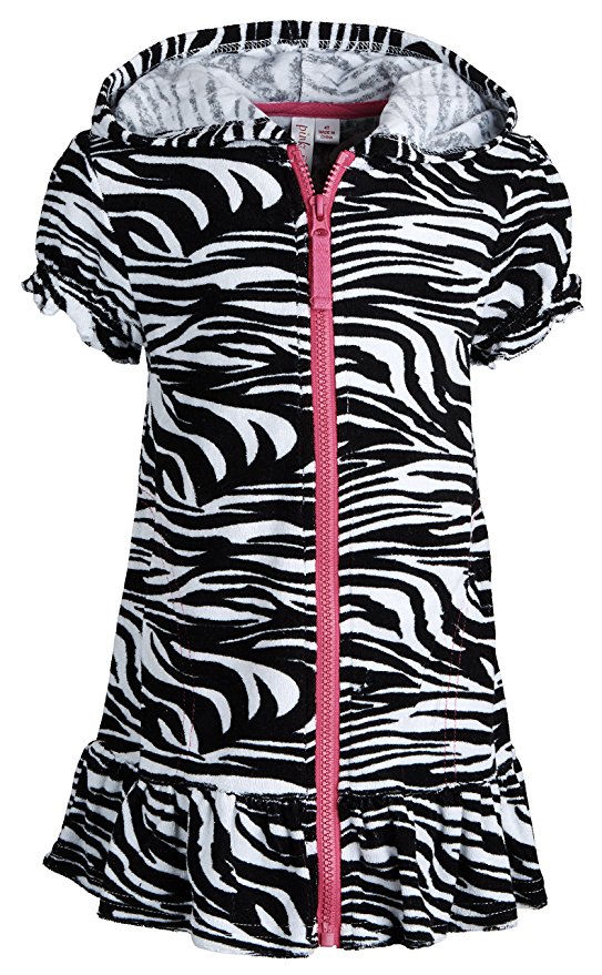 Pink Platinum Girls Warm Short Sleeve Terry Coverup Swim Robe with Hood