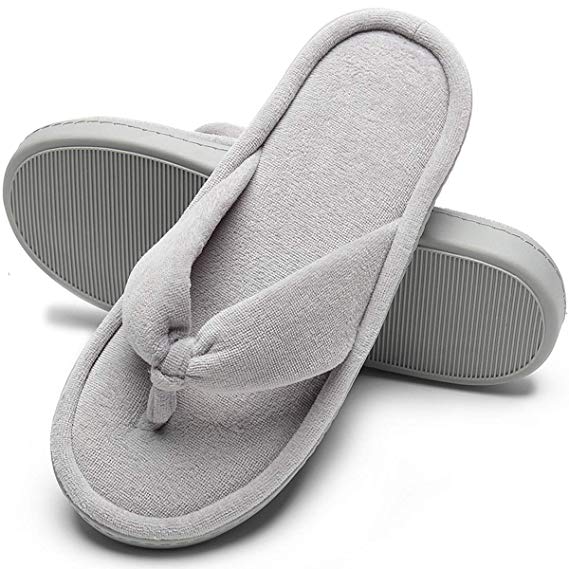 Slippers for Women, Memory Foam Non-slip Open Toe Slippers Cozy Bedroom House Indoor Velvet Lining Womens Slippers Flip Flops