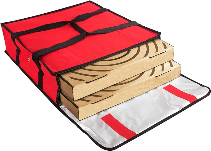 Pizza Carrier Insulated Bags Large for Deliveries, Insulated Pizza Carrier Delivery Bag 20x20 Food Bag (Red)