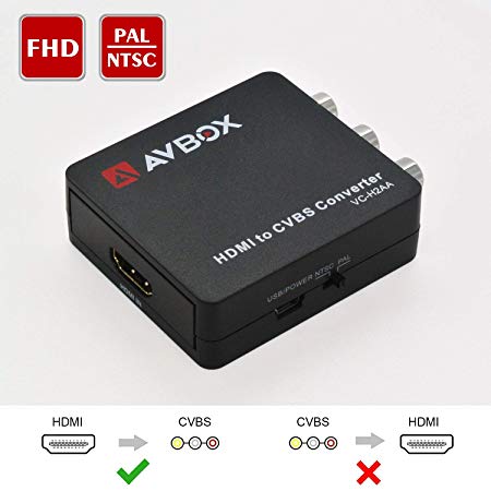 AVBOX HDMI to Audio Video Converter Adapter, HDMI to RCA Converter Compatible for Amazon Fire Stick