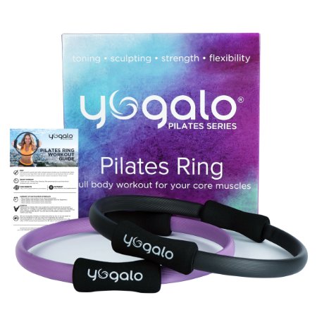 Pilates Toning Ring Exercise Fitness Circle Dual Grip 14 Inch by Yogalo Pilates Series for Toning Sculpting Strength and Flexibility Offering a Full Body Workout Black