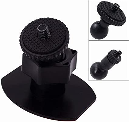 iSaddle CH01B 1/4" Thread Camera Mount Mini Double-Sided Adhesive in Dash Cam Mount Holder - Universal Tripod Permanent Holder Fits Sony/Canon/Ricoh/HP/GoPro/Oculus (M4 M6 Screw Join Ball Included)