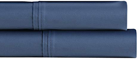 Tribeca Living Egyptian Cotton Sateen 300 Thread Count Deep Pocket Sheet Set, King, Midnight Blue