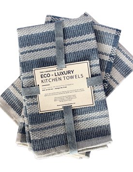 Eco Luxury Kitchen Towels, 100% Cotton Upcycled, Set of 3, 20 x 22 "