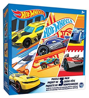 Hot Wheels 3 Pack Kids Puzzles (1X24PC, 1X 48PC, 1X100PC)