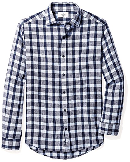 Buttoned Down Men's Fitted Spread-Collar Linen Sport Shirt