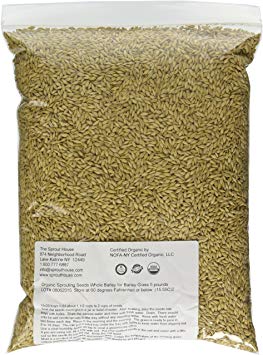 The Sprout House Whole Barley Seeds for Barley Grass Juice Organic Sprouting Seeds 5 Pounds Resealable Stand up Pouch Used for Malt for Beer Brewing Malting