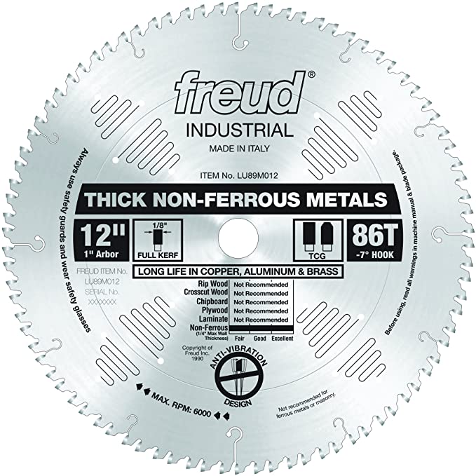 Freud 12" x 86T Thick Non-Ferrous Metal Blade (LU89M012)