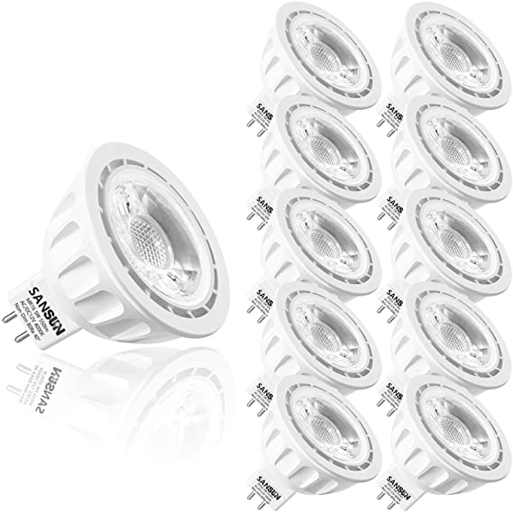 5W LED MR16 Light Bulbs, 12v 50w Halogen Replacement, GU5.3 Bi-Pin Base, Daylight White 4000K, Non-Dimmable, (Pack of 10)