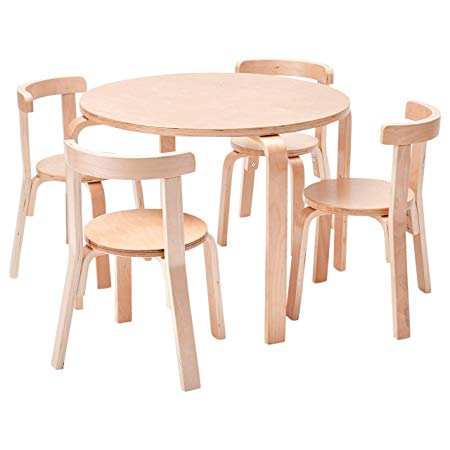 ECR4Kids Bentwood Curved Back Chair and Table Furniture Set, Premium Kids Table and Chairs Set for Homes, Daycares and Classrooms, Natural