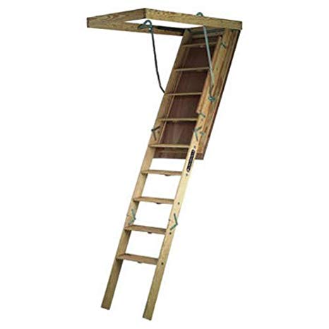 Louisville Ladder 30-Inch by 60-Inch Big Boy Wood Attic Ladder, 8-Foot-9-Inch Ceiling Height, 350-Pound Capacity, S305P