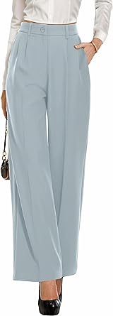GRECERELLE Women's Dress Pants Wide Leg High Waisted Pants for Women Business Work Trousers Palazzo Pants
