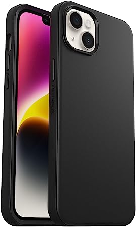 OtterBox iPhone 14 Plus Symmetry Series Case - BLACK , ultra-sleek, wireless charging compatible, raised edges protect camera & screen