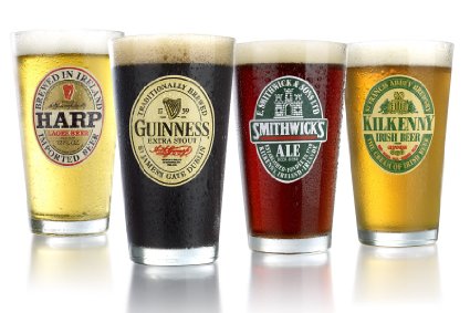 ARC International Luminarc Irish Beer Label Pub Beer Glass, 16oz , Set of 4