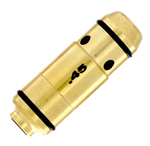 LASERLYTE laser trainer 45 ACP cartridge built in SNAP CAP for dry fire training the LASER BULLET is centered in the chamber with RUBBER ORINGS great for laser training with your PISTOL no ammo needed