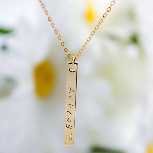 SameDay Shipping until 2PM CDT Personalized Your name Vertical Necklace 16K Gold Silver Rose Gold Bar Necklace - Dainty Handstamped name Personalized Initial Charms Necklace Bridesmaid Wedding Gift