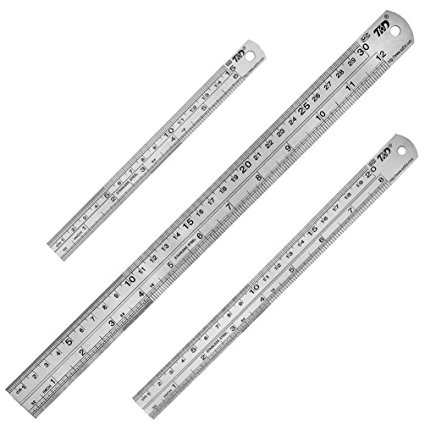 Stainless Steel Ruler, Teoyall Metal Rule Precision Rule Kit including 12 Inch, 8 Inch and 6 Inch Ruler