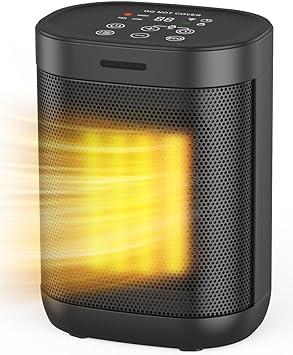 1500W Space Heaters for Indoor Use, Portable Electric Heater with ECO Mode, 59-95°F Digital Thermostat, Child Lock, 24H Timer, Small Space Heater for Bedroom Office Living Room