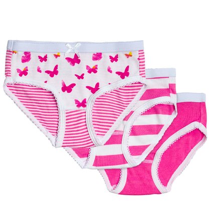 Feathers Girls Butterfly Print Tagless Briefs Underwear Super Soft Panties 3 -Pack