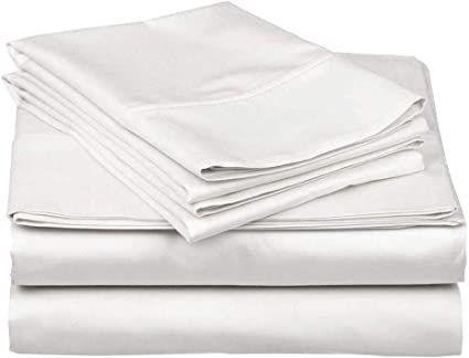 4 PC Bedding Sheet Set 10-15" Deep Pocket 400 TC 100% Cotton -Designed for Your Bedrooms, Easy to fit in Any Mattress -Soft Comfy Sheets - White Solid (60 x 80) Queen
