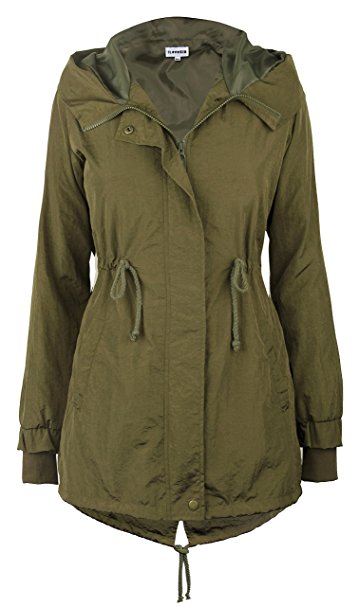 iLoveSIA Women's Military Jacket Rain Trench With Hood