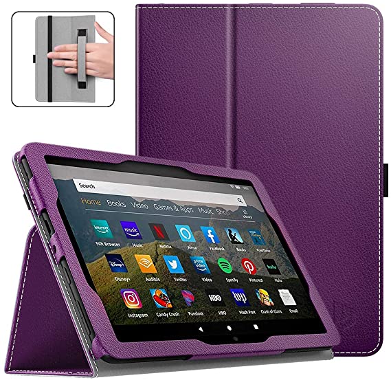 Dadanism Case for All-New Kindle Fire HD 8 Tablet(10th Generation 2020 Release) & Fire HD 8 Plus, Premium PU Leather Lightweight Slim Smart Stand Cover with Auto Wake/Sleep - Purple
