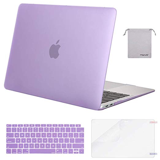 MOSISO MacBook Air 13 Inch Case 2018 Release A1932 with Retina Display, Plastic Hard Shell & Keyboard Cover & Screen Protector & Storage Bag Only Compatible Newest MacBook Air 13, Light Purple