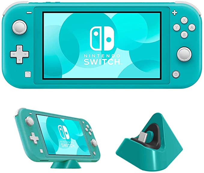 Nintendo 2020 Switch Lite Console Family Christmas Holiday Bundle - Turquoise, 5.5" Touchscreen Display, Built-in Plus Control Pad, Speakers, WiFi, Bluetooth 4.1, NexiGo_Charging Station Bundle