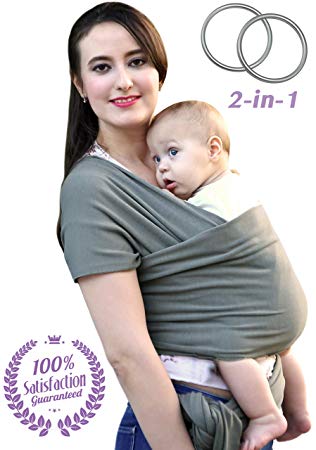 Baby Wrap Carrier & Ring Sling for Newborn, Infants & Toddlers by Bonne Vie Baby | Breathable & Comfortable Cotton Wrap | Baby Wearing Made Easy | Boy Girl Baby Shower Gift & Registry Must Haves