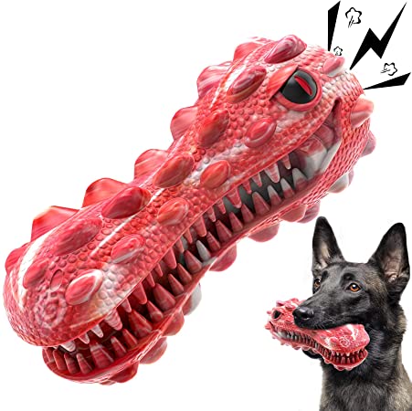 Dog Toys for Aggressive Chewers Large Breed, Squeaky Dog Toys for Medium Large Dogs, 100% Natural Rubber